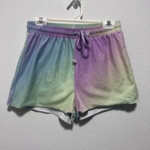 Cisisily Pastel Rainbow Drawstring Shorts Size Large